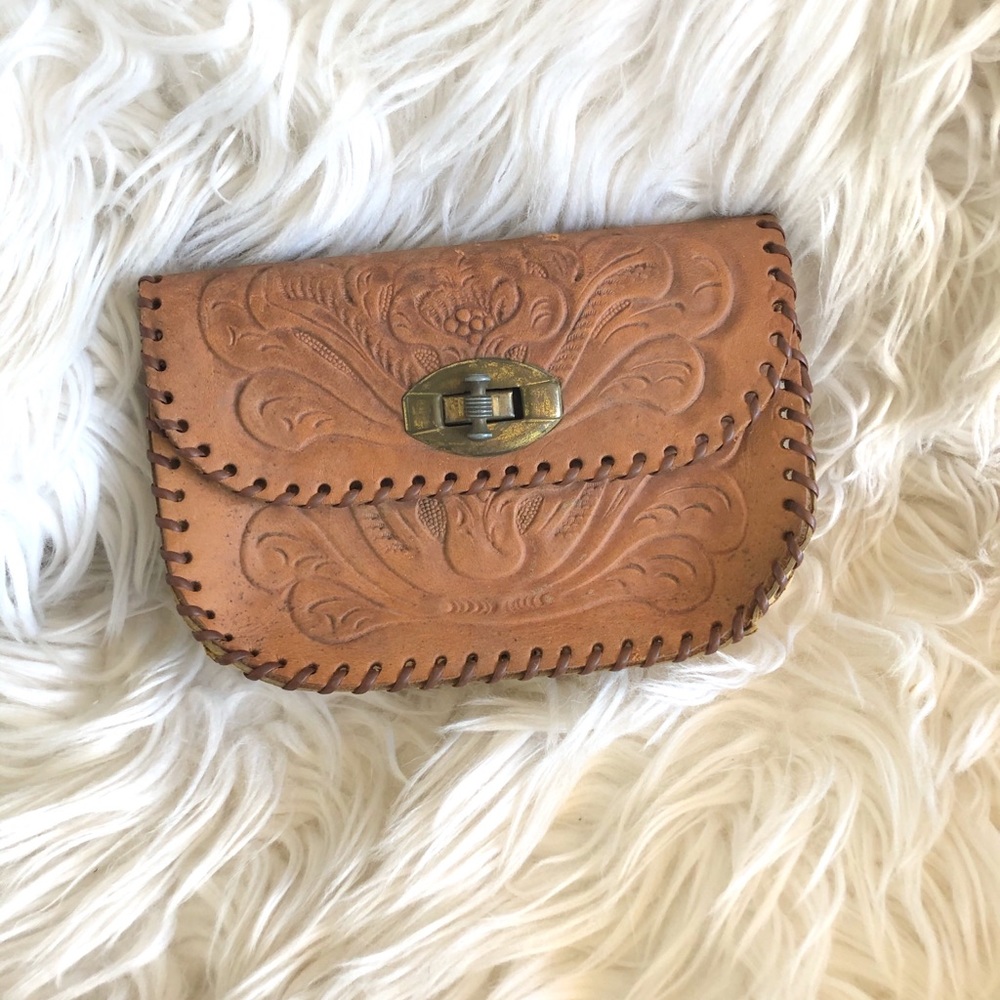 Vintage Hand Tooled Leather Western Coin Purse